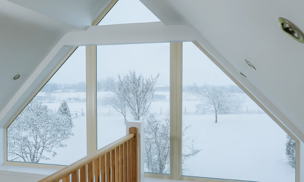 shaped window winter setting